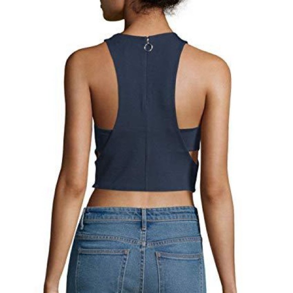 T by Alexander Wang Sleeveless Racerback Cutout Crop Top - Picture 2 of 8